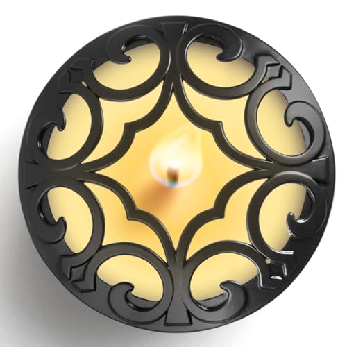 Hion Scented Candle Topper Cover to Burn Evenly Decorative Candle Jars Accessories Gifts for Women Elegant Carved Lids Shades(Space Black)