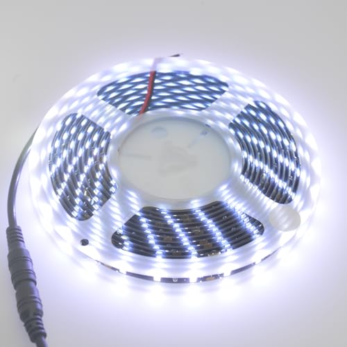 Image of Super Bright Black PCB 12V SMD5630(0.4w) LED Strip Lights Without Power Supply, IP65 Waterproof, Pack of 16.4ft /5M (300LED-White)