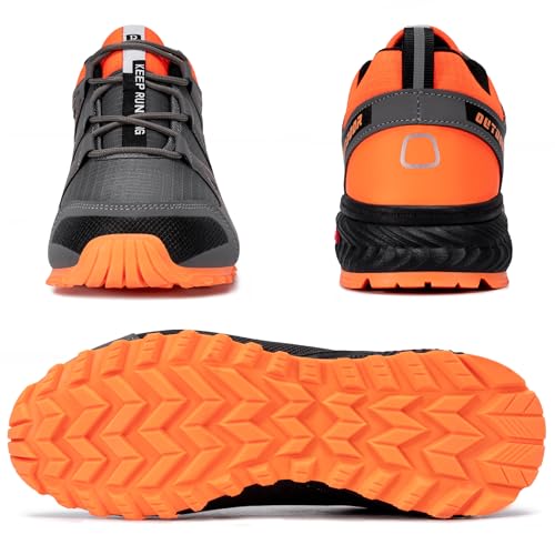 Image of Mens Trail Running Shoes Hiking Running Sneakers | Non Slip Outdoor Lightweight Breathable Walking Tennis Casual Comfortable Rubber Outsloe Lace Up Protective Upper