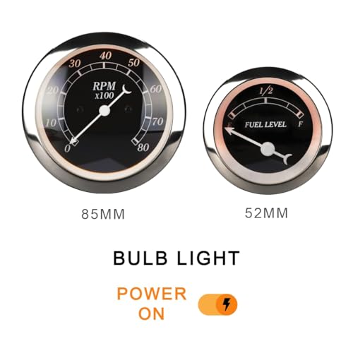 Image of MOTOR METER RACING Classic Electrical 6 Gauge Set Black Dial White Needle