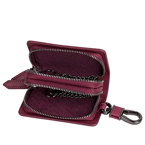 Image of VISOUL Car Key Case Holder Double Zipper, Leather Car Smart Key Fob Case with Keychain for Men and Women