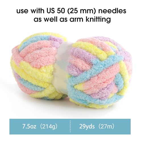 Image of MABOZOO Tie Dye Chunky Yarn for Crocheting & Knitting, 8 Pack - Soft Plush Yellow Fluffy Jumbo Chenille Yarn,Giant Thick Fuzzy Bulky(29 yds, 8 oz Each Skein)