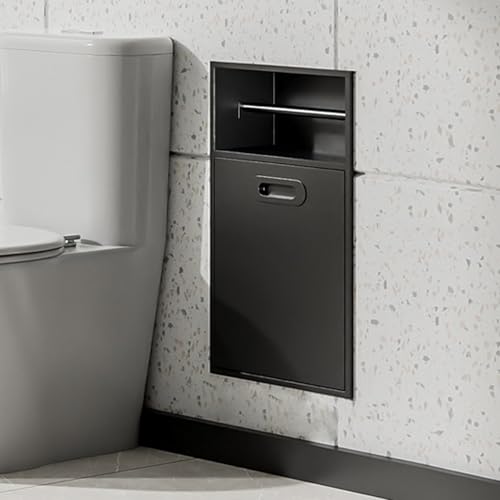 Stainless Steel Shower Nich, Recessed Shelf Organizer Waterproof Bathroom Niche Toilet Paper Toiletries Storage Rack Built-in Trash Can Alcove, for Kitchen Living Room Bedroom Hotel Residential