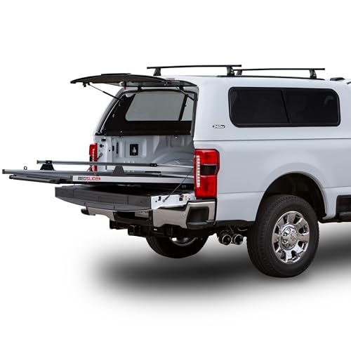 BEDSLIDE 1000 Classic Sliding Truck Bed Organizer, 58 x 41-Inch, Capacity 1000 lbs, Truck Bed Storage Drawer, Fits 2024 Toyota Tacoma, No-Drill Brackets Included, Silver