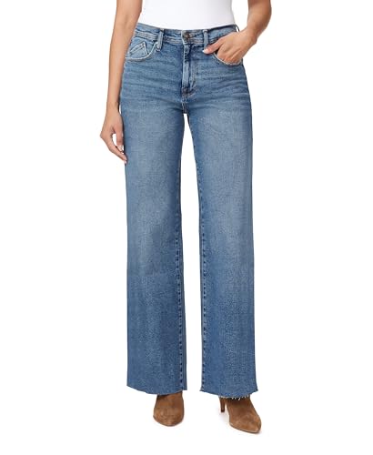 kensie Jeans for Women The Kaya Vintage Straight High-Rise Wide Leg Raw Hem 32-Inch Inseam, Melbourne, 8