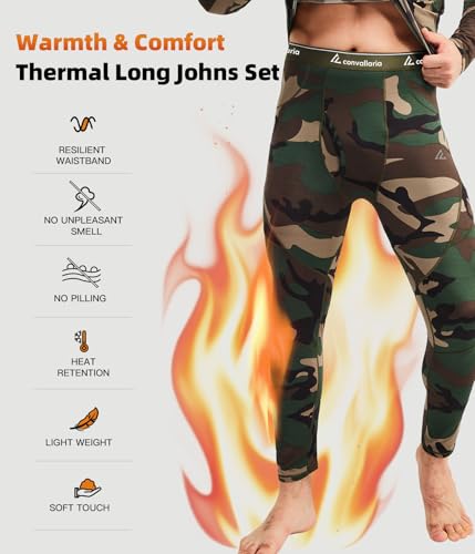 Image of CL convallaria Thermal Underwear Long Johns Set Mens Winter Gift Hunting Gear Sport Base Layer Bottom Top