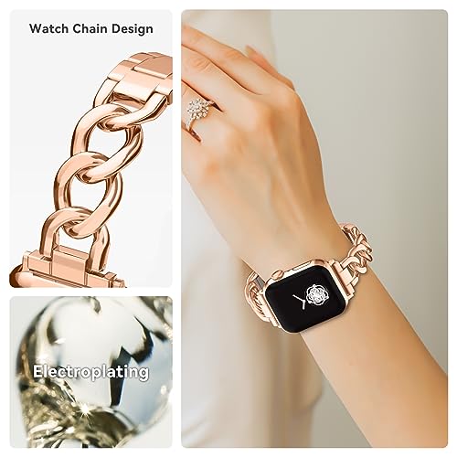 Image of Musk-MSKR Watch Bands for Women Compatible with Apple Watch Band 38mm 40mm 41mm 42mm 44mm 45mm 46mm 49mm Adjustable Metal Band Cowboy Steel Chain Bracelet for iWatch Series 1 /2 /3 /4 /5 /6 /7 /8 /9 /10 /11 /SE