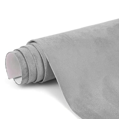 Image of Premium Grey Suede Fabric Wrap - 12x48 inch Suede Wrap for Car Interior - Self-Adhesive Microfiber and Synthetic Leather, Stretchable Interior Film for Car and Home Decor