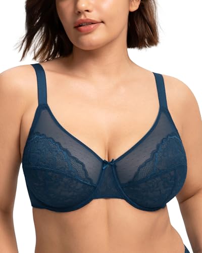 Image of HSIA Minimizer Bras for Women Enchante Full Coverage Underwire Bras Plus Size Lifting Floral Lace Bra for Heavy Breast