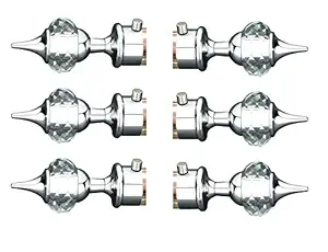 Arena Chrome Finish Aluminium Diamond Curtain Finials || Door and Window Fitting Home || Improvement: 6 Pcs (3 Pair)