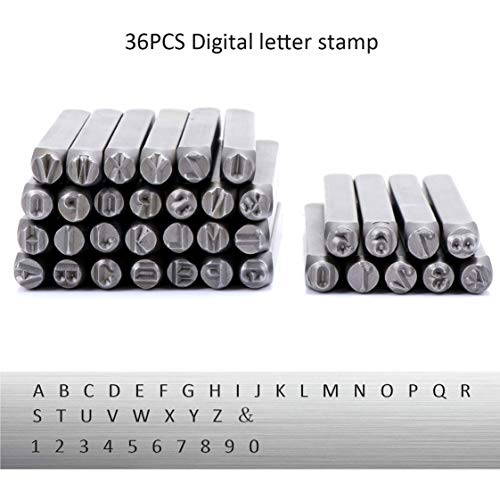 image for SETROVIC Number & Capital Letter Stamp Set (36 Piece Punch Set/A-Z & 0