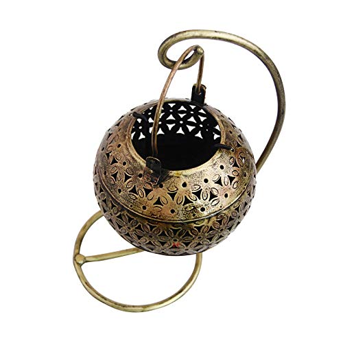 Handicrafts Paradise Antique Cut Work Hanging Tea Light Showpiece Gift Item for Home D&eacute;cor in Wrought Iron - 10 inches