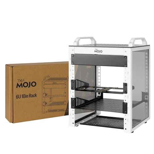 Tecmojo 6U Network Rack, 10 inch Mini Server Rack with 2 Side Translucent Panels & 2 Top Handles, 7.87 inch Deep, for 10 inch IT Equipment & A/V Devices, White