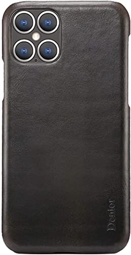 Coque iPhone 12 Pro antichoc cuir véritable mince dos rétro couleur Svart