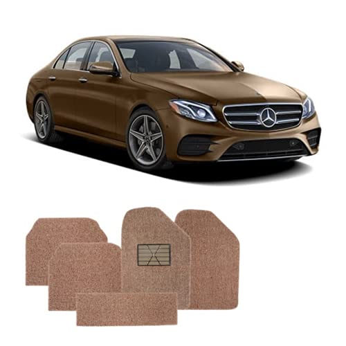 Image of Suzec Anti Skid Curly Car Foot Mats 18mm (Beige Brown) for Mercedes-Benz E-Class (Model: Grass-Bg /BRWN MERC-E-Class)