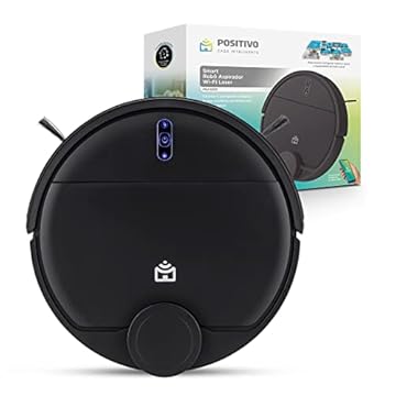 Smart Robô Aspirador Wi-Fi Laser PRA1000 Positivo Casa Inteligente, Mapeamento Inteligente, Varre, Aspira, Passa Pano, Retorna para Base, Controle por voz ou pelo App, Bivolt – Compatível com Alexa