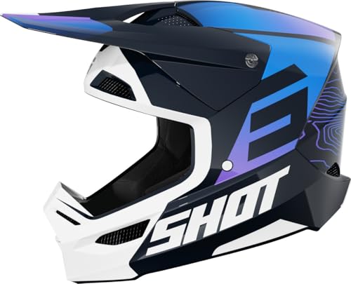 SHOT RACE GEAR Casque Motocross Furious Apex Blue Glossy – Casque Moto Tout-Terrain Homologué ECE 22.06 – Ultra Léger 1300 g – Ventilation Optimisée...