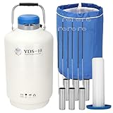 Magula 10l Liquid Nitrogen Container, Ln2 Liquid Nitrogen Dewar,Aluminum Alloy Liquid Nitrogen Tank With 6 Canisters (10l)