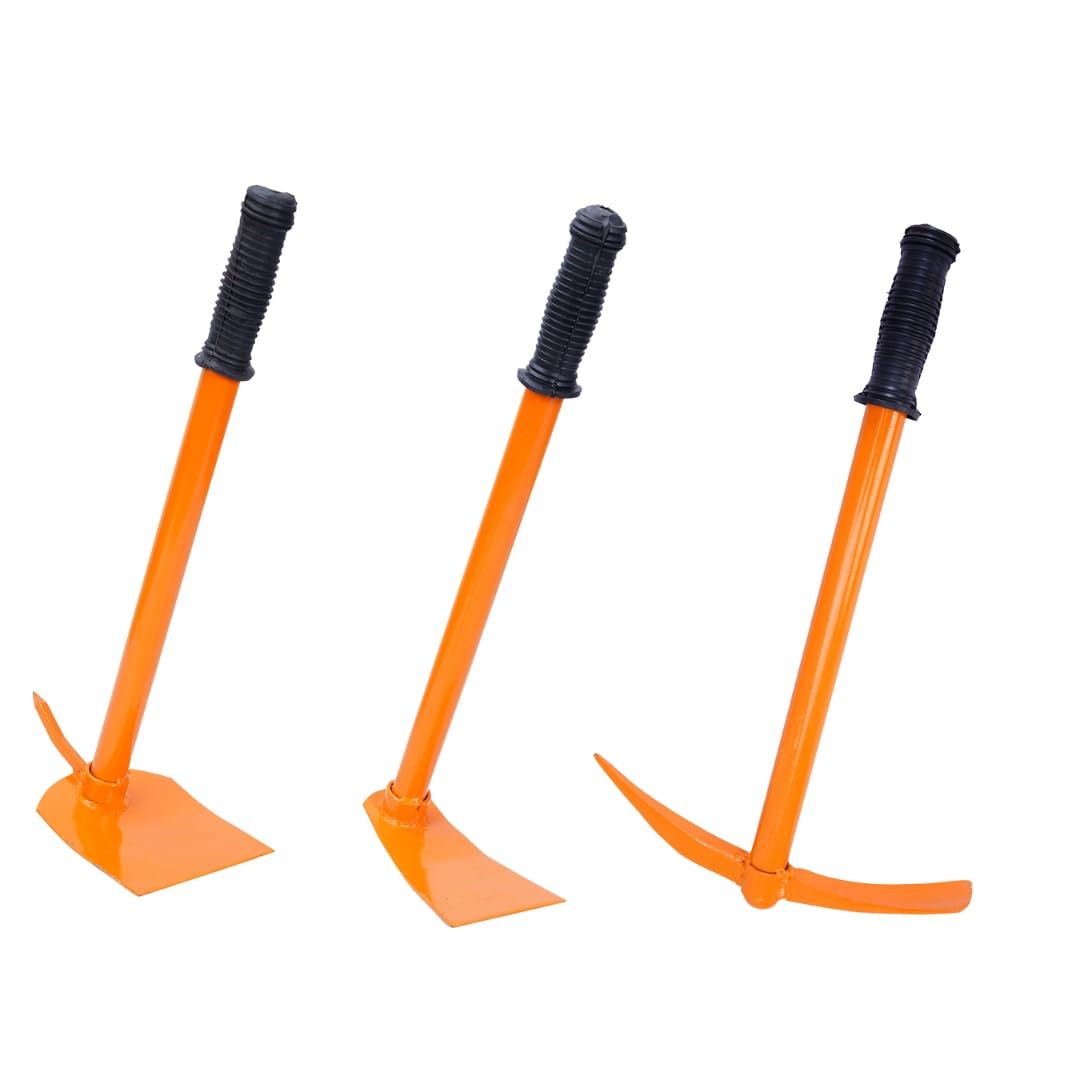 Time2Plants Gardening Tools Kit - 3 Pcs Hand Hoe Set | Garden Hoe, Garden Tiller & Garden Hand Hoe with Prong (Orange) | Heavy-Duty Metal Construction | Gardening Tool Kit (B0CV9L4YD2) Amazon Price History, Amazon Price Tracker