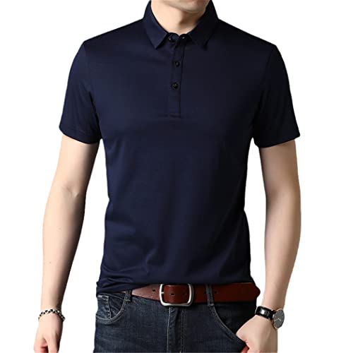 Polo en soie de mûrier bleu marine l'élégance masculine d'été