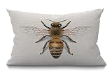 Smooffly Bee Farmhouse Oblong Rectangle Throw Pillow Case Watercolour Drawing Bees Cotton Linen Cush