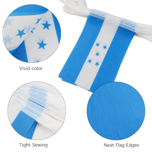 Image of Honduras Flags Honduran String Flag Banners for Patriotic Events Independence Day Sports Bars Inside Outside Decorations 33 Feet 30 Flags