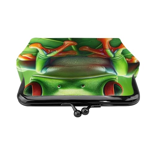 Pu Leather Buckle Coin Purse Puerto-Rico-Tree-Frog-Leaves Girls Kiss-Lock Change Purse Wallets2