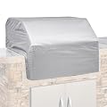 UFDTHCJH Grill Cover for Lion Premium Grills 40-Inch Propane Built-in Grill, Built-in Grill Cover 420D Heavy Duty Outdoor Kitchen Grill Cover, Water-Resistant BBQ Island Cover with Drawstring,Silver