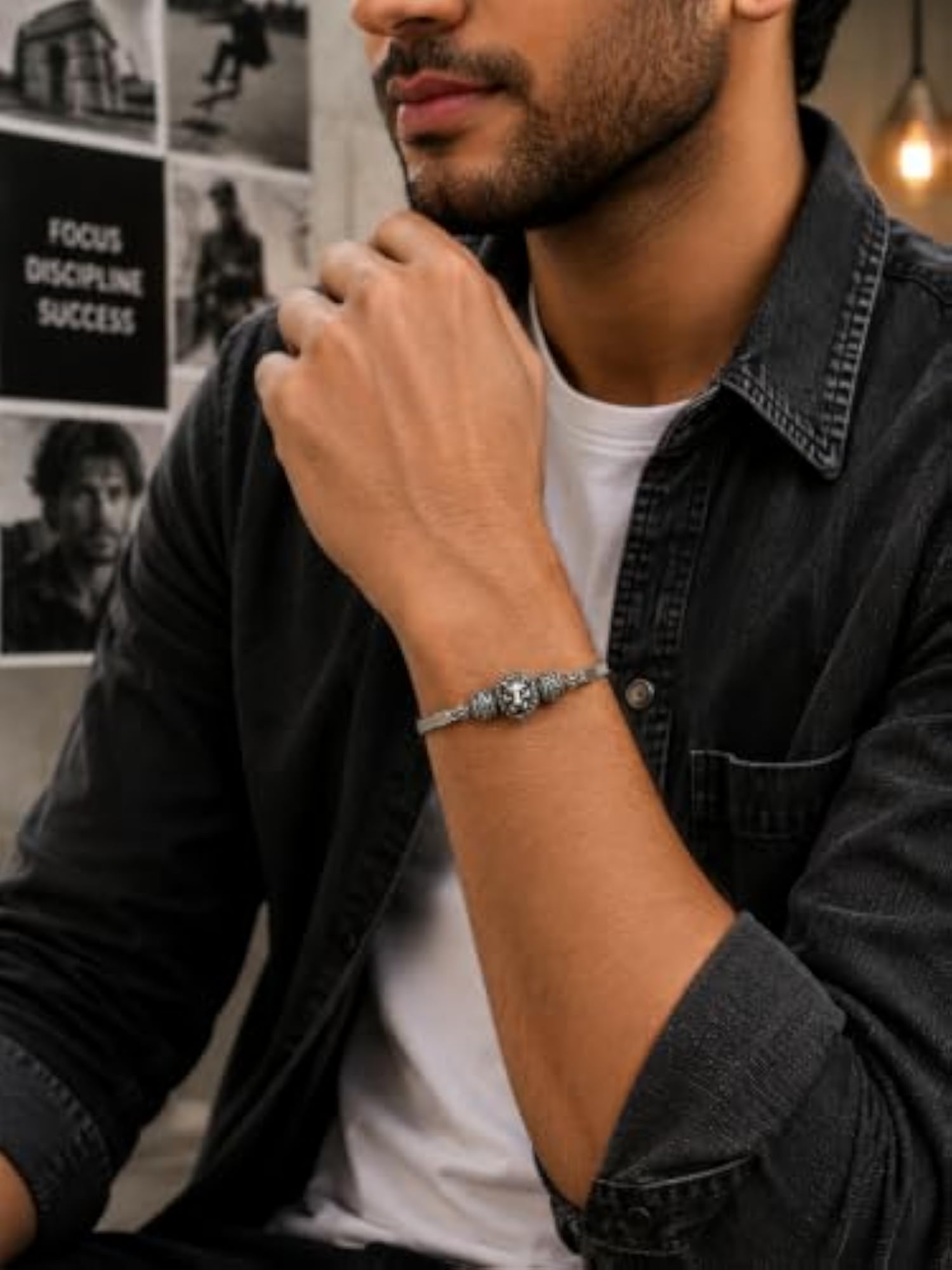 Lion Head Bracelet, Adjustable Snake Chain
