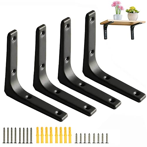 4 Piezas Soportes Estante Metal, Escuadras Soporte Pared, Soporte Estanteria Pared Soporte, Soporte de Estante, Con Tornillos, para Madera, Estantes, Estantes de Esquina, Marco de Fotos Cover