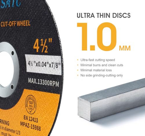 SATC 115mm Cutting Discs 50-Peice for Angle Grinder Durable Metal Cutting Disc Ultra Thin 1mm for Fast & Precise Cutting of Steel, Iron, Aluminum, & Ferrous Metals