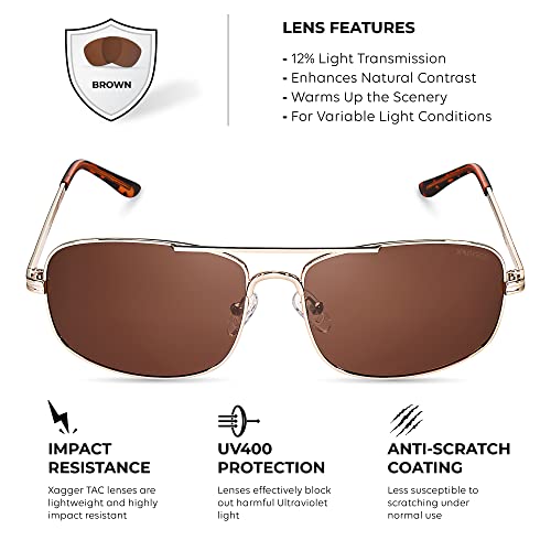 Image of Polarized Brow Bar Aviator Sunglasses for Men Pilot Military Style Metal Frame Driving Shades UV400