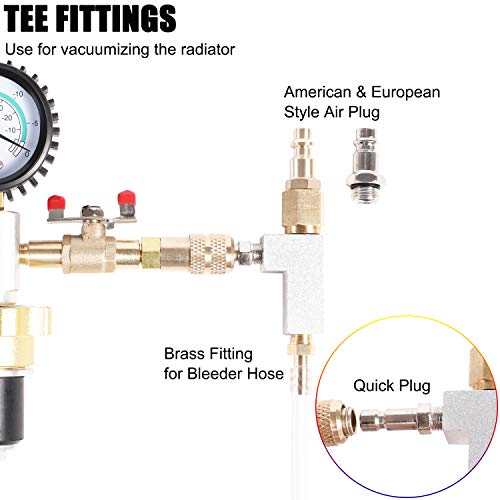 Jifetor Cooling System Vacuum Purge Radiator Coolant Refill Tool Kit, Automotive Water Tank Pneumatic Vacuum Antifreeze Change Filler Set, With 4 Sizes Adapter Case Hose For Car Van Suv Truck #TOP3