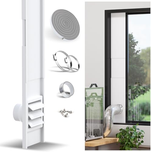 Flehomo Window Vent Kit for 3" and 4" Diameter Hose, Include Vent Cover with Self-Closing Flaps, Adjustable Window Vent Kit for Exhaust Hose of 3D Printer, Laser Engraver and Dryer
