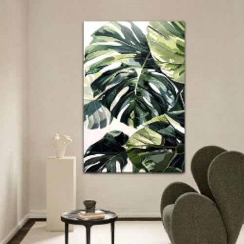Plantes vertes déco murale abstraite en toile pour harmoniser votre cuisine