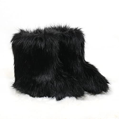 DAYISS Faux Fur Boots for Women Furry Fluffy Winter Snow Boot Shoes Outdoor