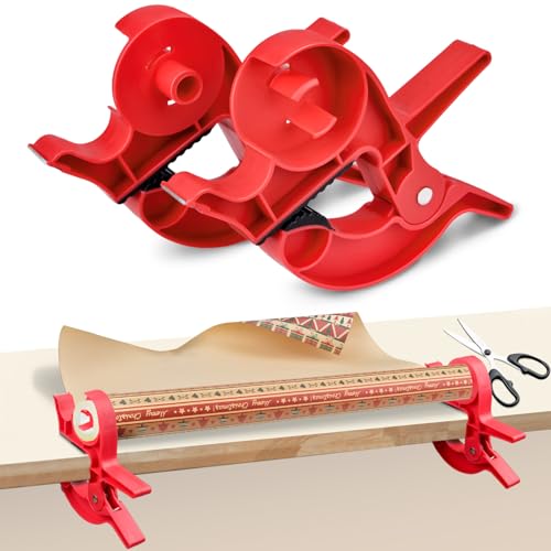 Vibbang Gift Wrapping Paper Cutter and Holder - Tabletop Tool Clamp With Tape Dispenser - Table Clamp to Secure Wrapping Paper Roll