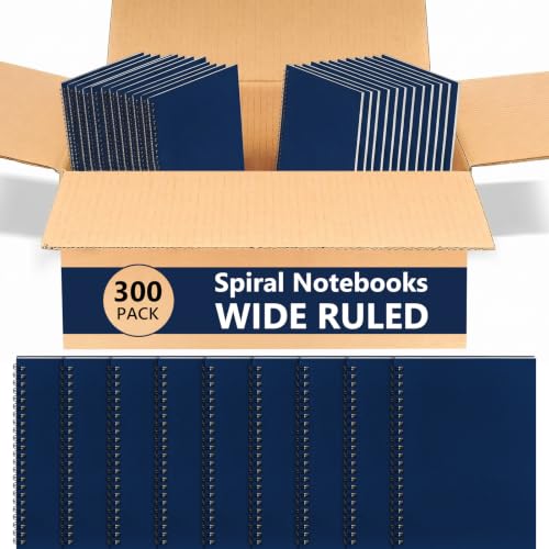 Image of Yahenda 300 Pcs Spiral Notebooks,1 Subject,Wide Ruled, Deep Blue