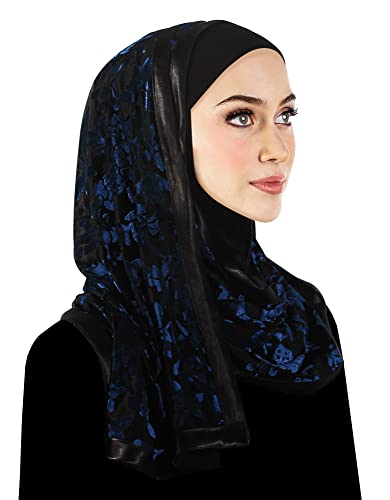 Middle Eastern Mall Stylish Mona Hijab Women's Kuwaiti with Wrap Shawl & Satin Trim