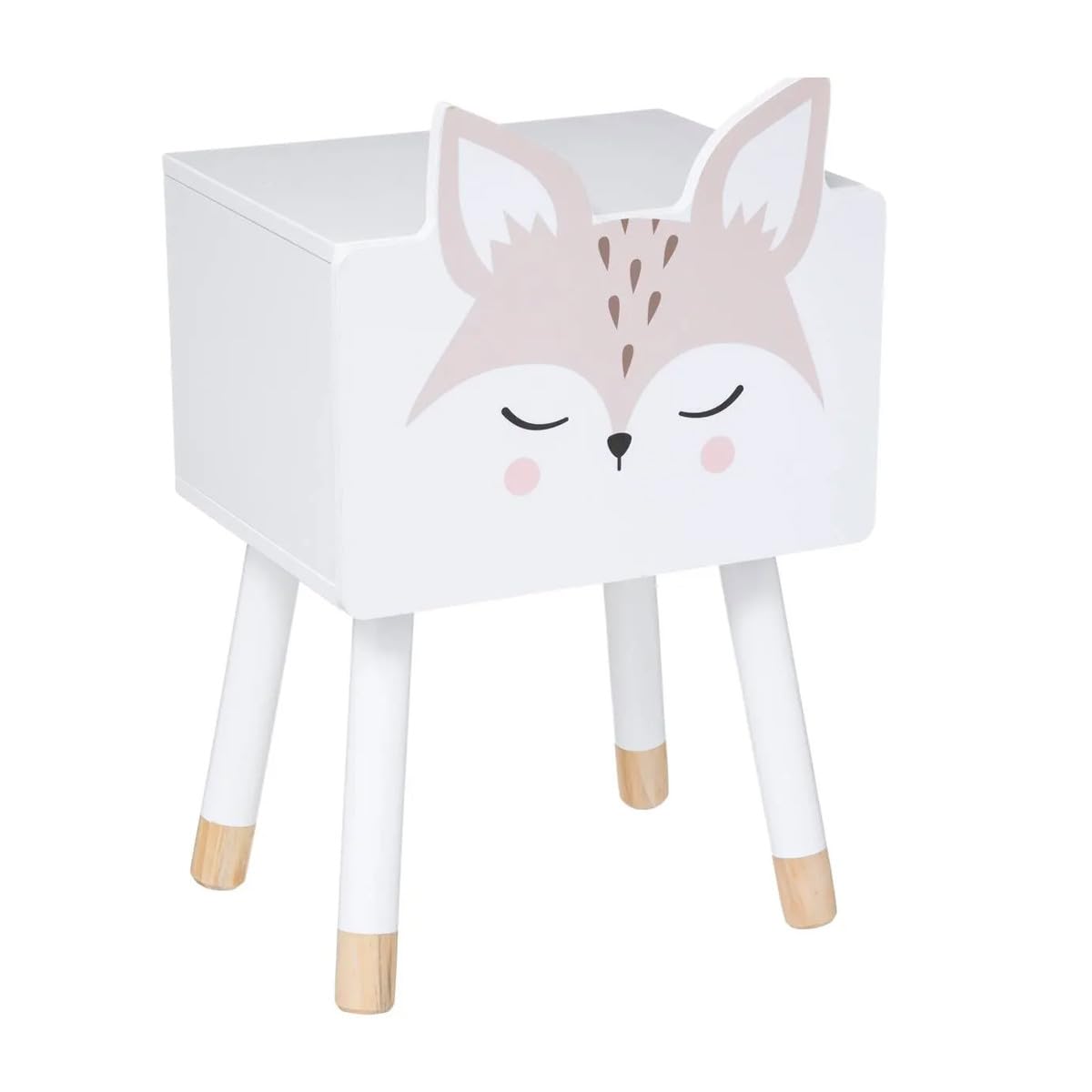 Paris Prix Atmosphera for Kids - Table de Chevet Enfant Renard 53cm Blanc