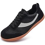 Barefoot Shoes for Womens Trainers Extra Wide Fit Arch Support Memory Foam Trail Running Shoes Ladies Lace Up Lightweight Non Slip Outdoor Walking Sneakers Black UK 7