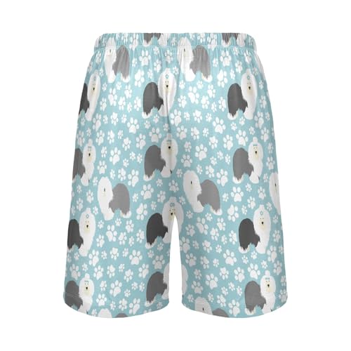 susiyo Blue English Sheepdog Men's Pajama Shorts Soft Comfy Pajama Bottoms Lounge Sleep Shorts Sleepwear with Pockets3