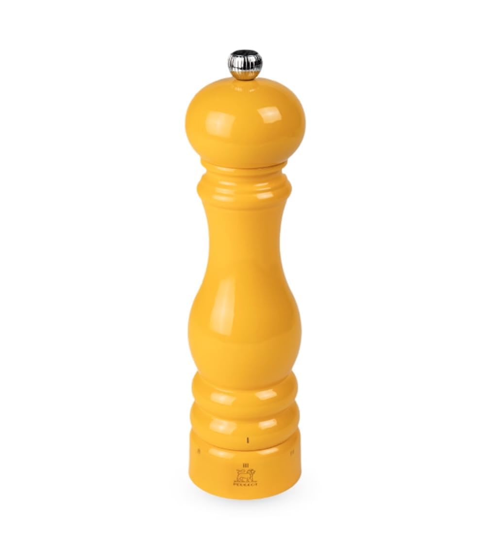 PEUGEOT - Moulin à Sel Paris u'Select 22 cm - 6 Réglages de Moutures - Innovation Sel Glace, Mécanisme Zirlion - En Bois Labellisé PEFC - Fabrication Française - Coloris Laqué Jaune Safran