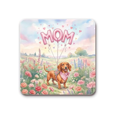 Happy Mother's Day Dachshund Loves Mom Acrylic Magnet Wiener Dog Lover Gifts Idea Fridge Laptop Lockers Photo Decor 22004