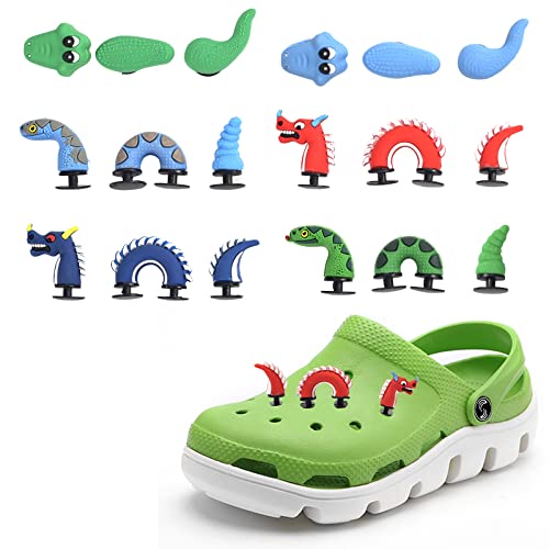 Lot de 18 breloques 3D en forme d'animaux, dragon, crocodile, serpent en PVC, accessoires pour sabots de chaussures, décoration, bracelet, cadeau de fête Cover