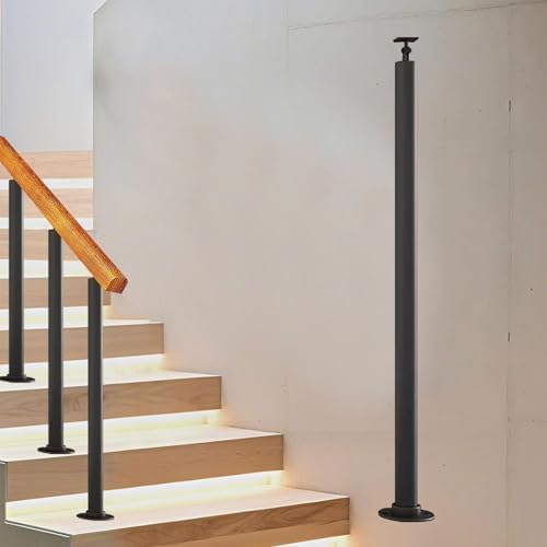 Stair Post Kit for Steps & Staircases - Transitional Horizontal Railing Spindles, Single-Column Banister for Seniors, Porch & Deck Safety, 37.4in Side Mount, Easy Installation