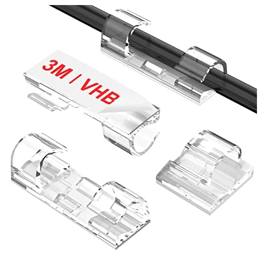 TidyHelper Adhesive Cable Clips Clear (40PCS, M), Upgraded Wire Holders Cord Clips for Wall, Strong Cord Organizer Cable Management Under Desk, Car, PC, Christmas Light Clips Indoor/Outdoor