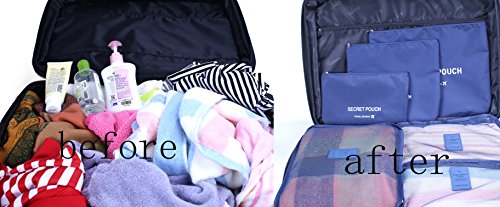 Image of 6 Sets Travel Organizers Packing Cubes Luggage Organizers Compression PouchesiNavy Blue, Polyester‰
