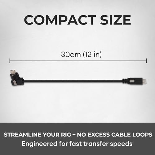 Image of XLCS Locking EVF Cable for Blackmagic Pyxis and URSA Cine 12K - USB-C 3.1 /3.2-20Gbps - 100W Power - Secure Lock - High-Speed Pyxis Monitor Cable - Durable and Reliable (30cm /12) - Black