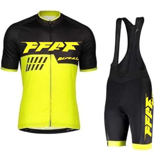 Traje Ciclismo Hombre Verano Conjunto Bicicleta Ropa MTB Maillot Bici Manga Corta con 3D Almohadilla De Gel para Bicicleta MTB Ciclista Bici (Yellow,M)